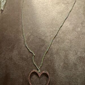 Heart Pendant Necklace in Silver and Pink